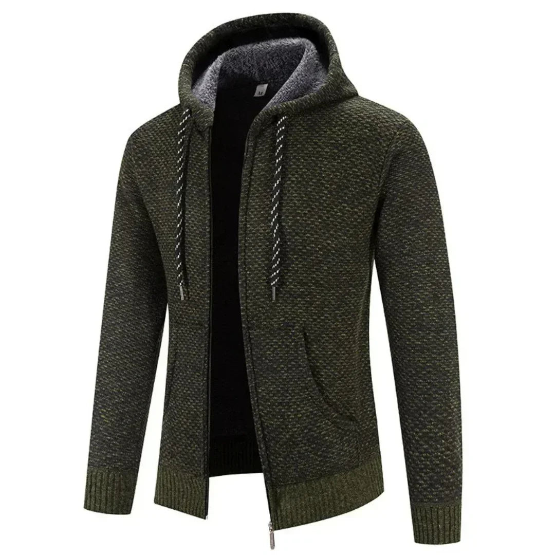 Men's cotton blend hoodie with drawstring hood - Green