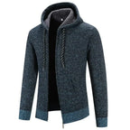 Men's cotton blend hoodie with drawstring hood - Blue
