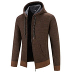 Men's cotton blend hoodie with drawstring hood - Brown