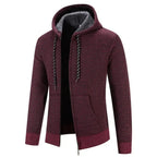 Men's cotton blend hoodie with drawstring hood - Red