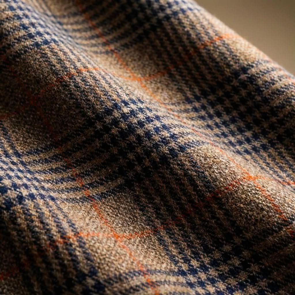Men's Houndstooth Wool Blend Blazer with Notch Lapel