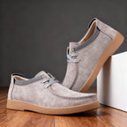 Men's Leather Moc-Toe Work Boots - Grey