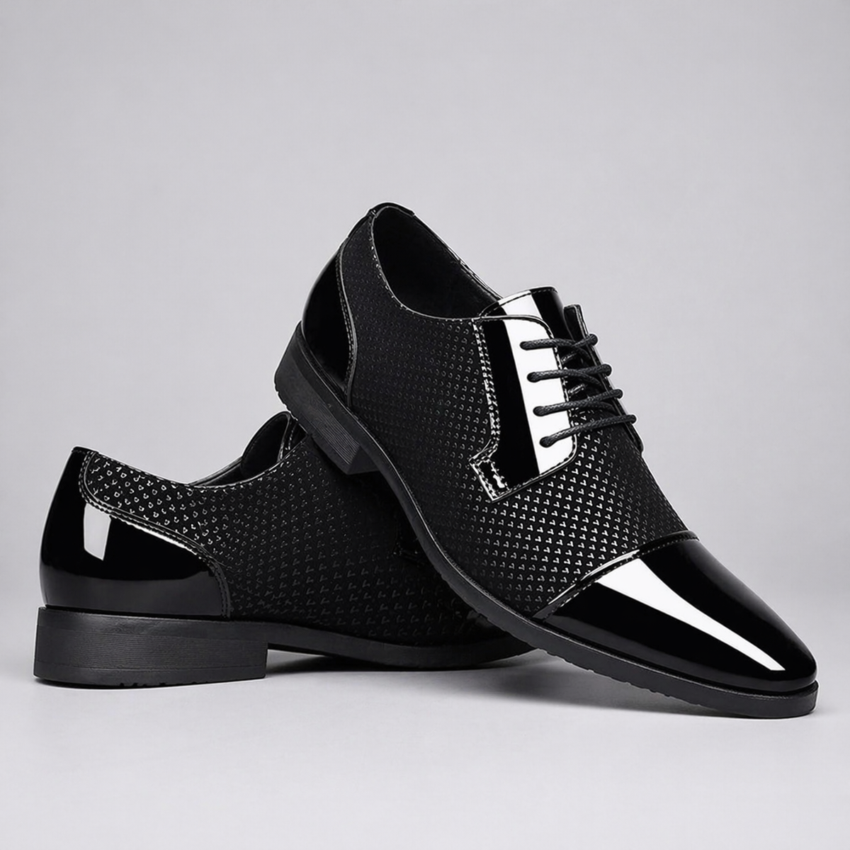 Men's Patent Leather Oxford Shoes with Pointed Toe