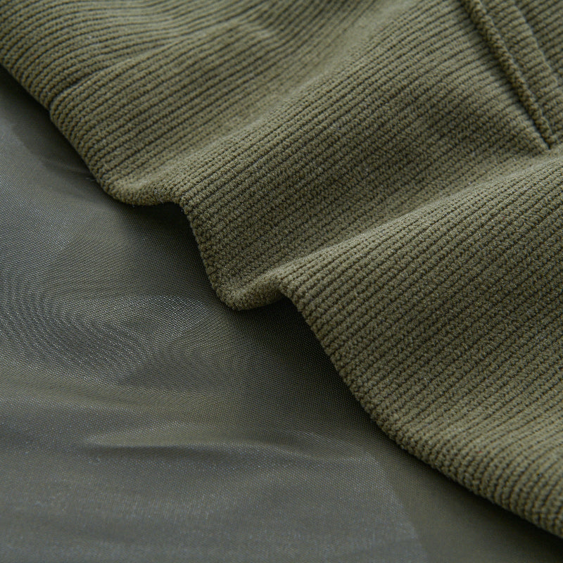 Men's Short Coat Corduroy High Collar Fitted Cut