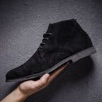 Men's Suede Chukka Boots with Pointed Toe - Black