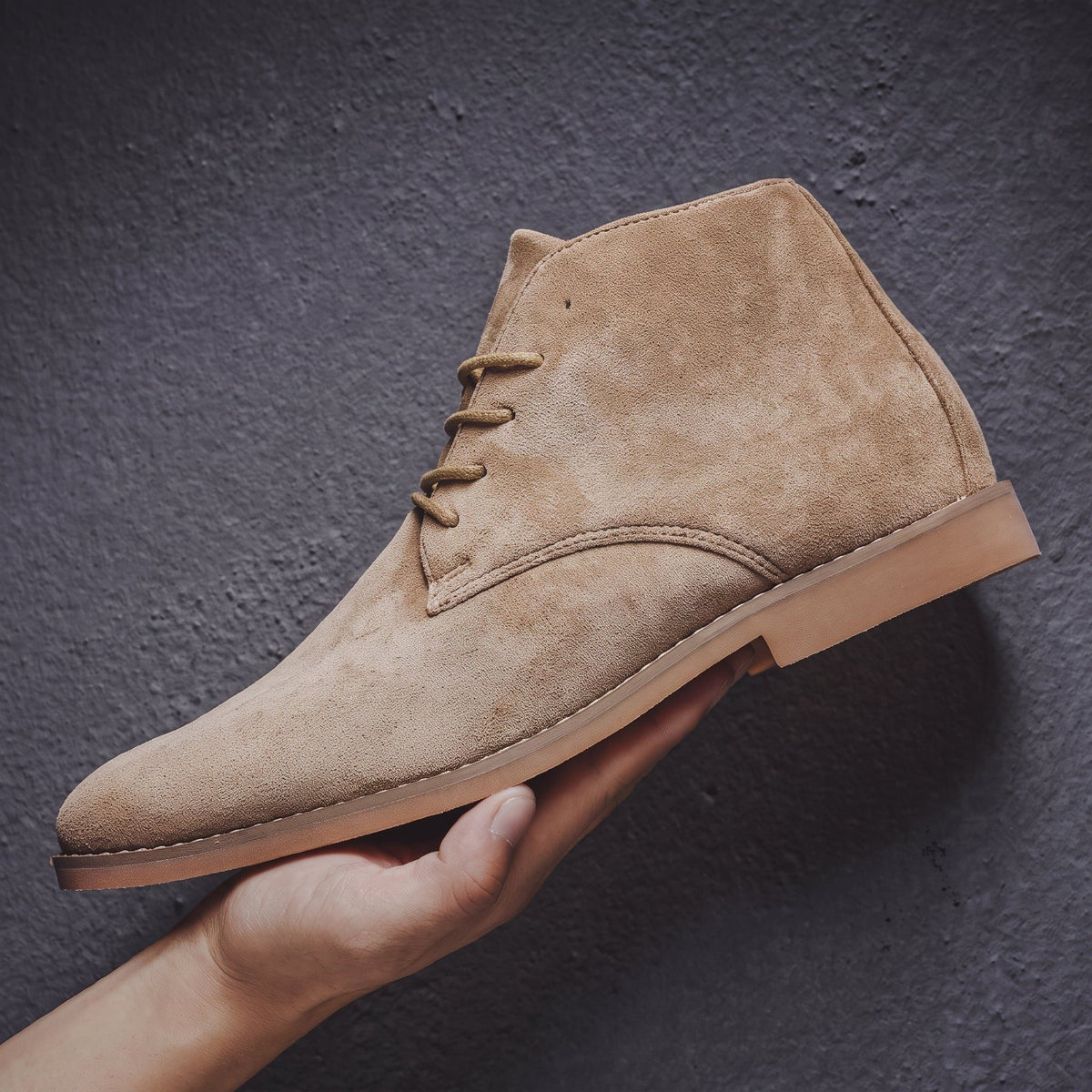 Men's Suede Chukka Boots with Pointed Toe - Khaki