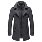 Men's Winter Coat Two-Piece Set with Lined Inner Gilet - Grey
