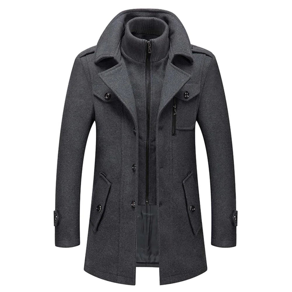 Men's Winter Coat Two-Piece Set with Lined Inner Gilet - Grey