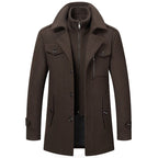Men's Winter Coat Two-Piece Set with Lined Inner Gilet - Dark Brown