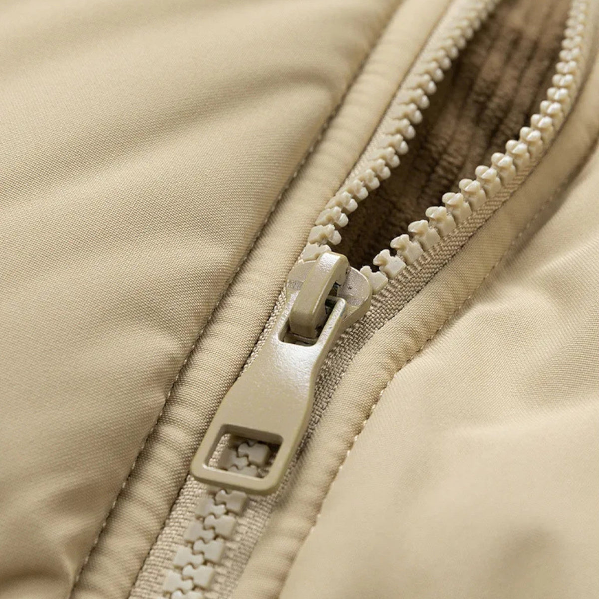 Men's winter jacket with fleece lining and removable hood