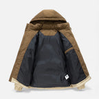 Men's winter jacket with fleece lining and removable hood