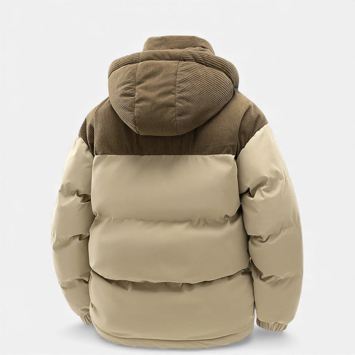Men's winter jacket with fleece lining and removable hood