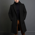 Men's wool overcoat tailored classic winter coat - Black
