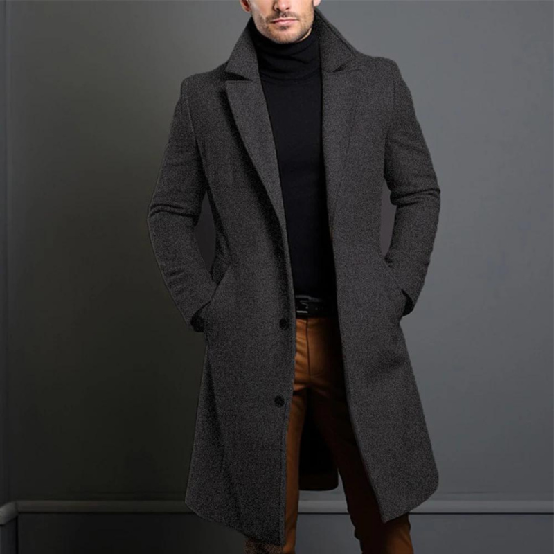 Men's wool overcoat tailored classic winter coat - Grey