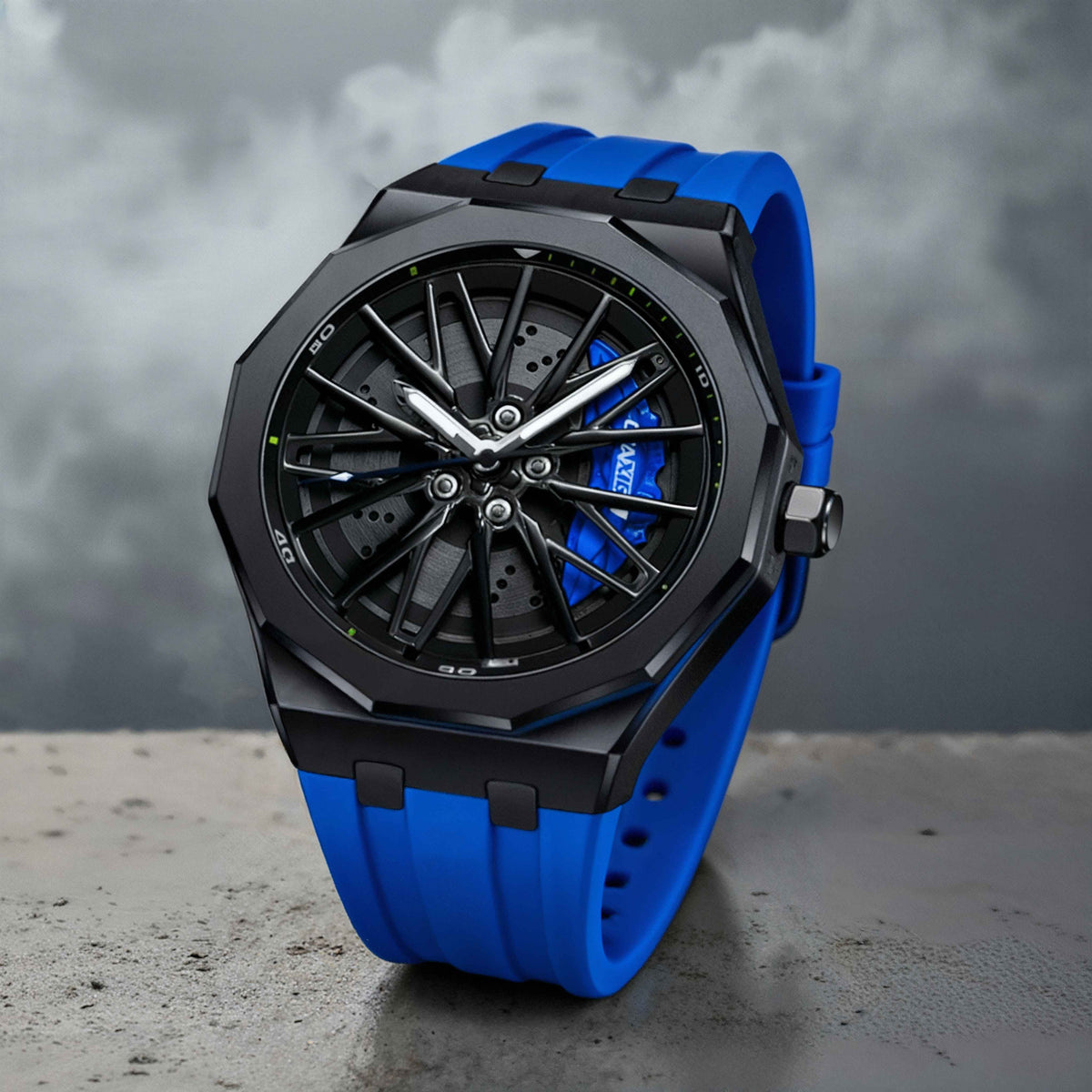 Quartz Watch Racing Style Silicone Strap - Blue