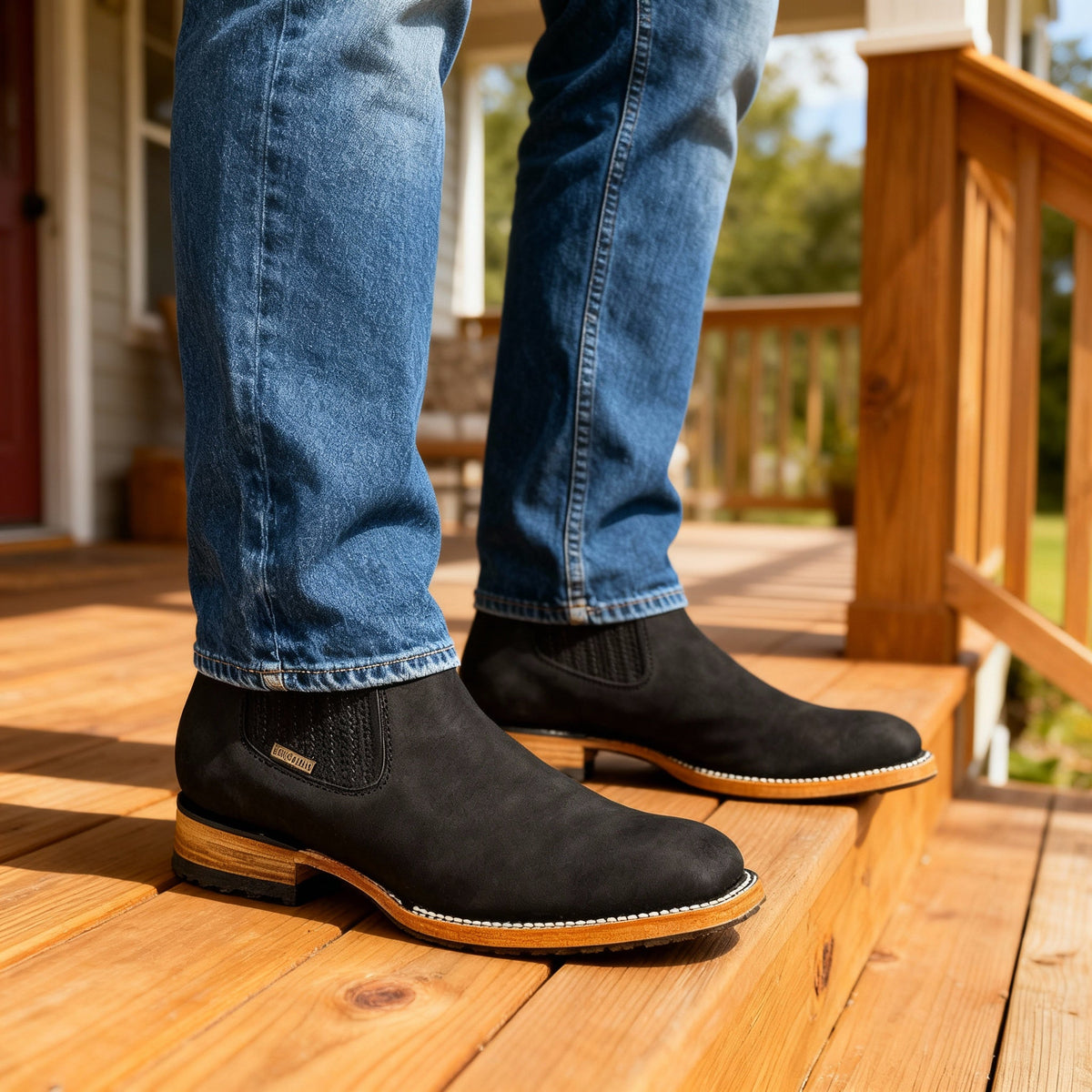 Ranch Boots Western Style with Elastic Side Panels