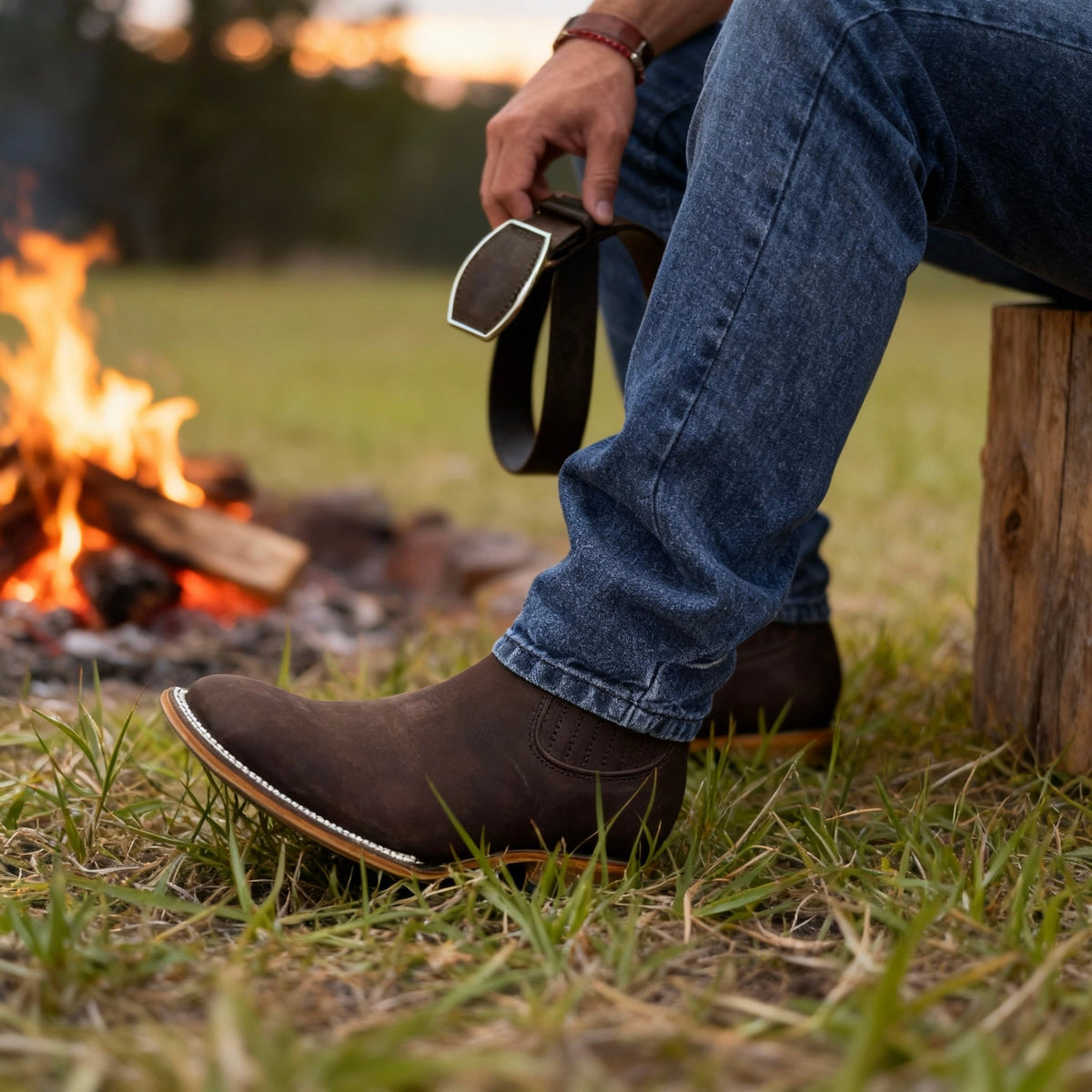 Ranch Boots Western Style with Elastic Side Panels