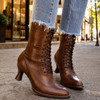 Women's Lace-Up Ankle Boots with Brogue Detailing