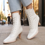 Women's Lace-Up Ankle Boots with Brogue Detailing