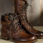 Women's Lace-Up Ankle Boots Faux Leather Block Heel