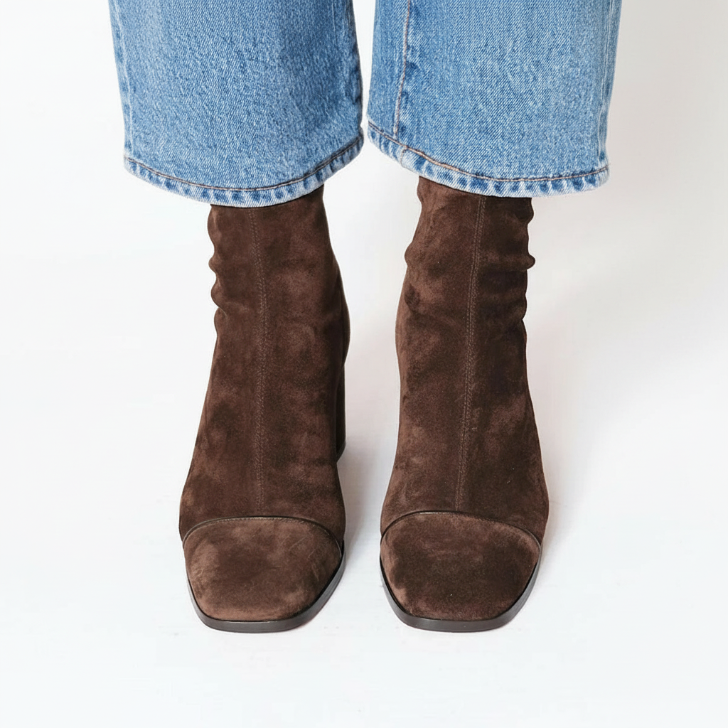 Women's Square Toe Ankle Boots with Block Heel