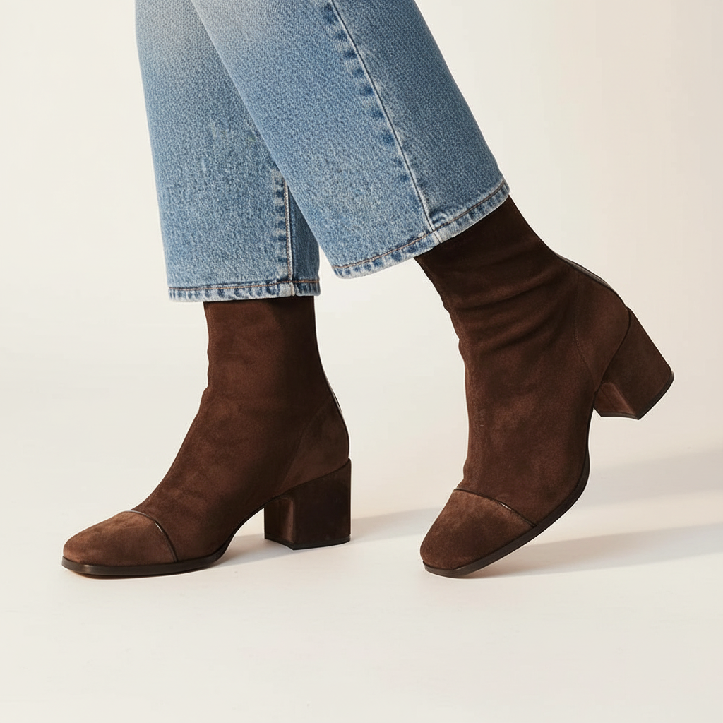 Women's Square Toe Ankle Boots with Block Heel