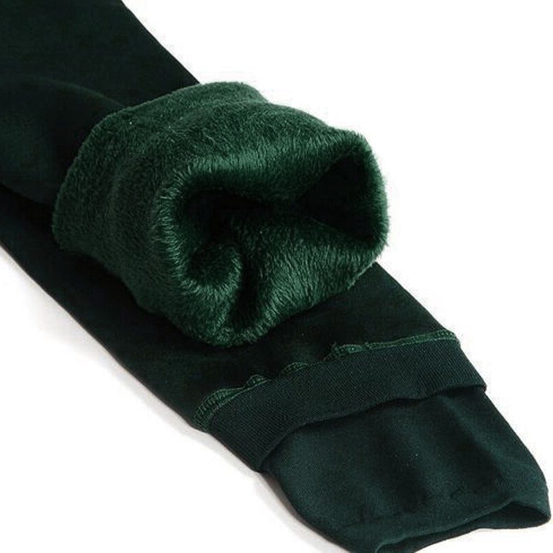 Women's fleece-lined high waist leggings - Green
