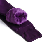 Women's fleece-lined high waist leggings - Purple