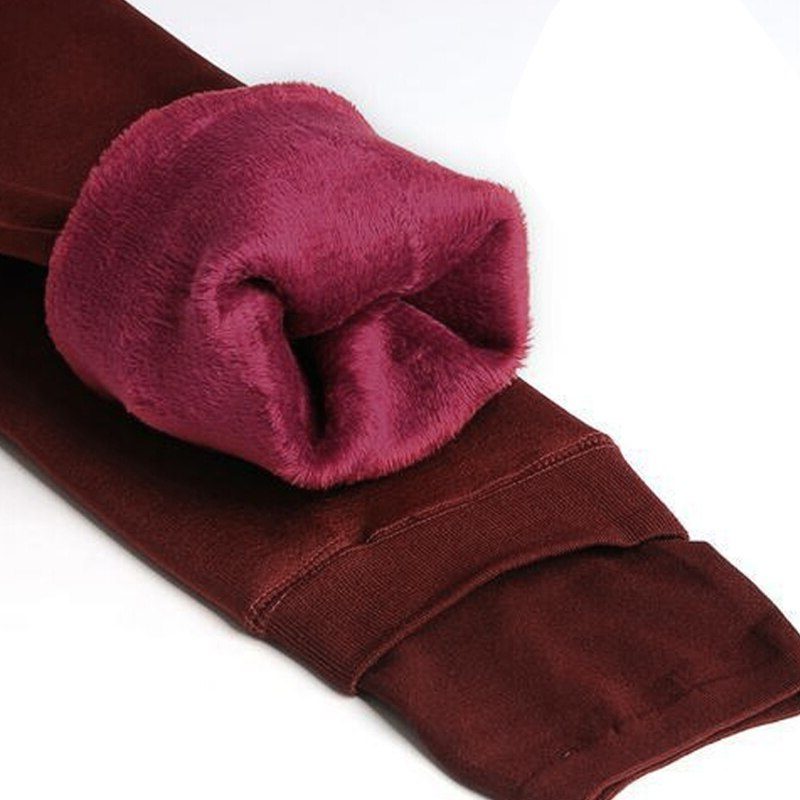 Women's fleece-lined high waist leggings - Burgundy