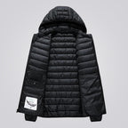 Women's hooded longline puffer jacket, quilted and padded for winter