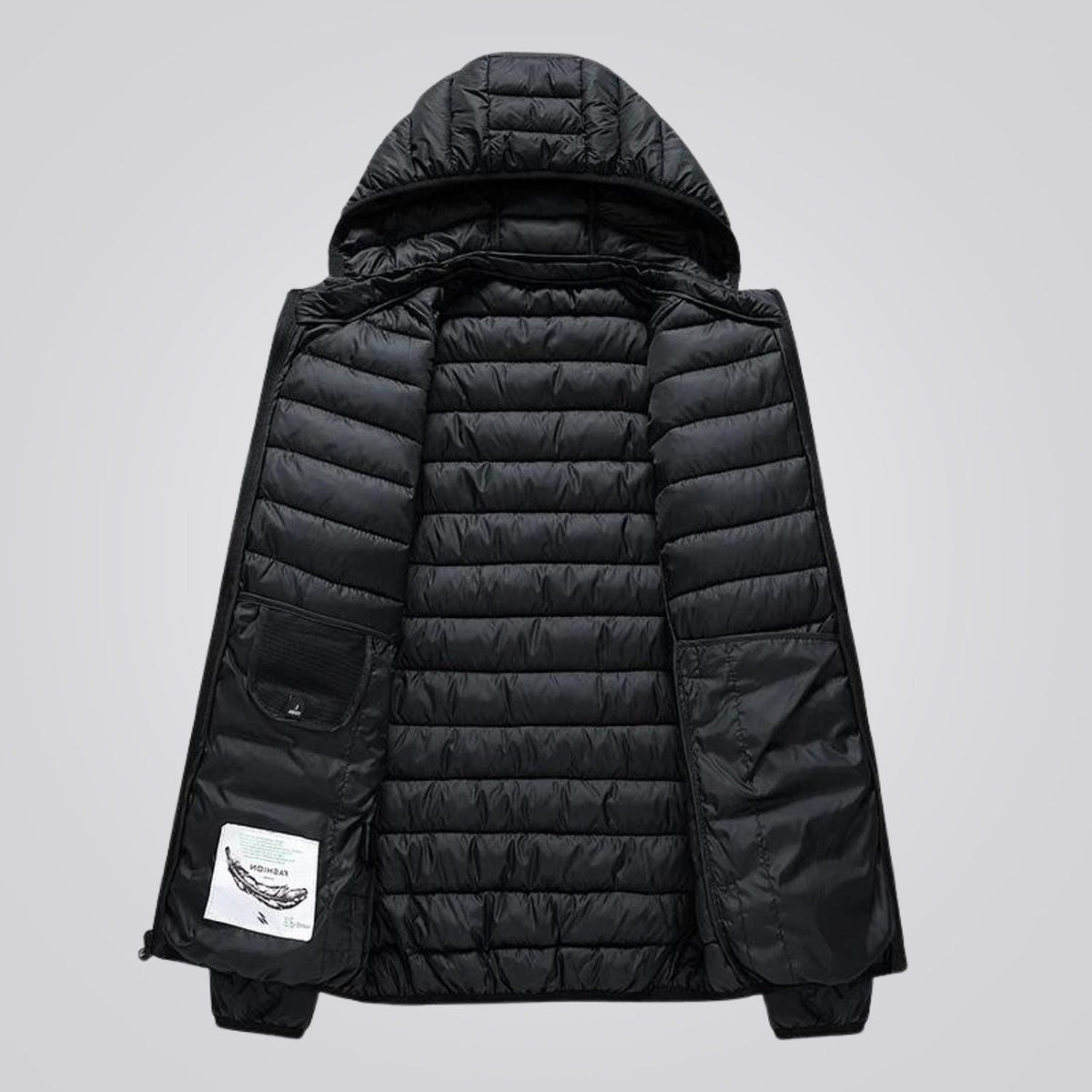 Women's hooded longline puffer jacket, quilted and padded for winter