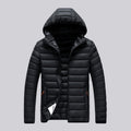 Women's hooded longline puffer jacket, quilted and padded for winter - Black