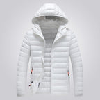 Women's hooded longline puffer jacket, quilted and padded for winter - White