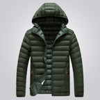 Women's hooded longline puffer jacket, quilted and padded for winter - Green