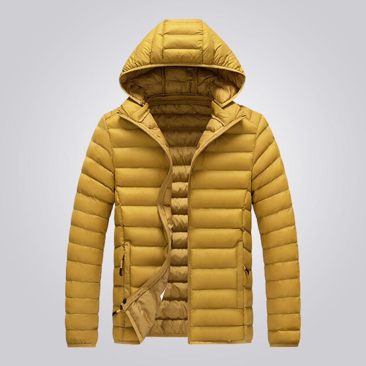 Women's hooded longline puffer jacket, quilted and padded for winter