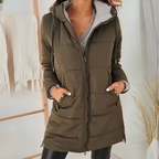 Women's Hooded Puffer Jacket Down Padded Winter Coat - Dark Green
