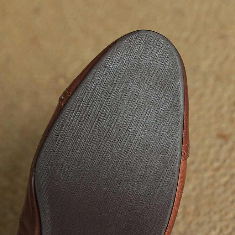 Women's Leather Ballet Flats with T-Bar Strap