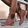 Women's Leather Boots Mid-Calf Comfort - Brown