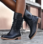 Women's Leather Boots Mid-Calf Comfort - Black