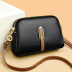 Women's Leather Crossbody Bag Pebbled - Black
