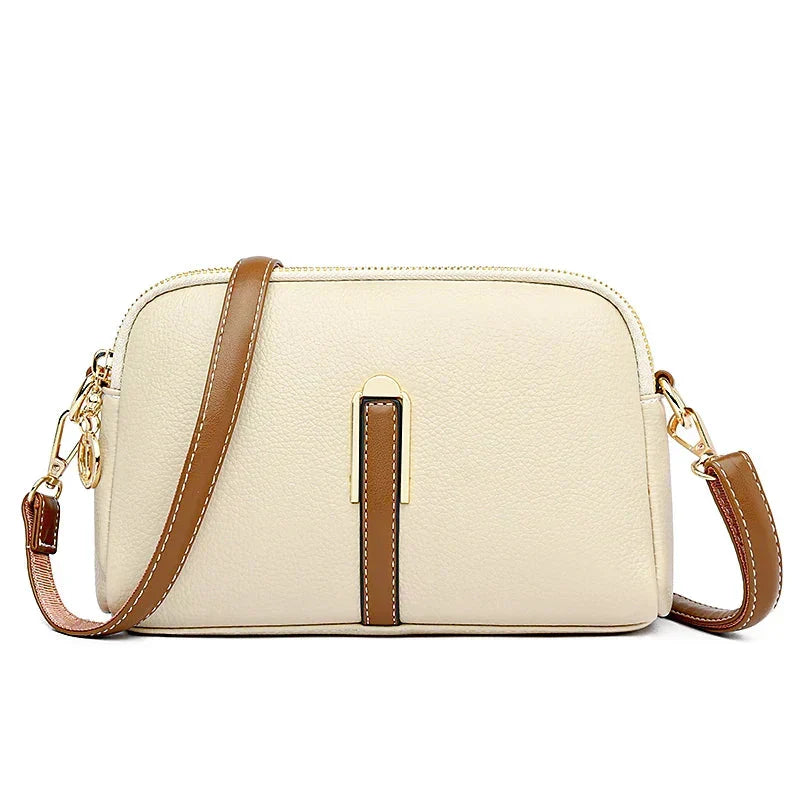 Women's Leather Crossbody Bag Pebbled - Cream