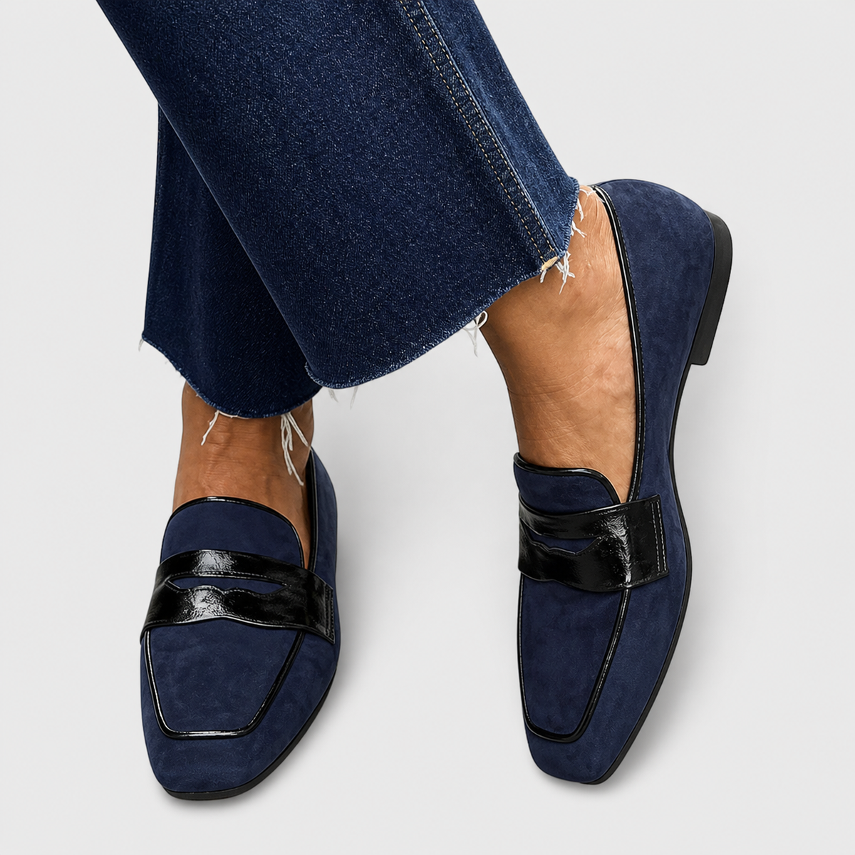 Women's Leather Loafers Comfort Chic - Blue
