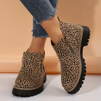 Women's Orthopaedic Ankle Boots Zipped Non-Slip Sole - Imprimé Léopard