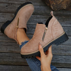 Women's Orthopaedic Ankle Boots Zipped Non-Slip Sole - Rose