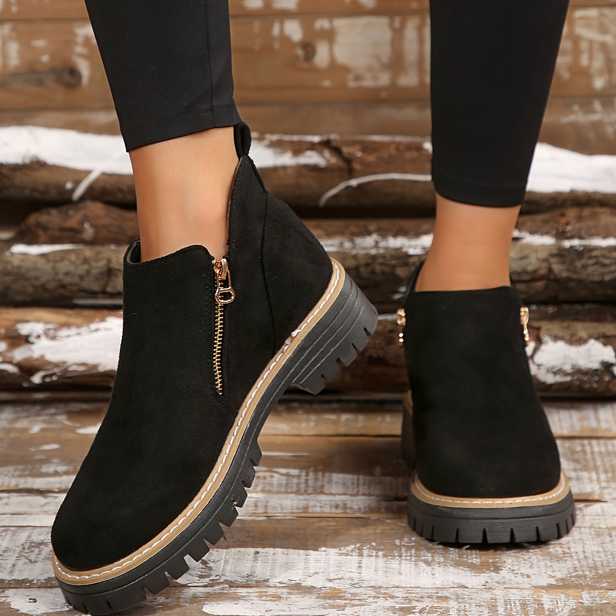 Women's Orthopaedic Ankle Boots Zipped Non-Slip Sole - Black