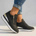 Women's Orthopaedic Wedge Trainers - Black