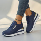 Women's Orthopaedic Wedge Trainers - Blue