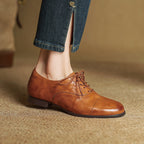 Women's Oxford Shoes Genuine Leather Lace-Up Comfort Insole