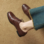 Women's Oxford Shoes Genuine Leather Lace-Up Comfort Insole
