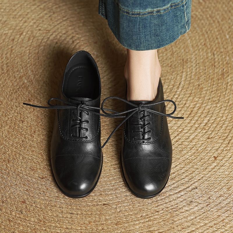 Women's Oxford Shoes Genuine Leather Lace-Up Comfort Insole